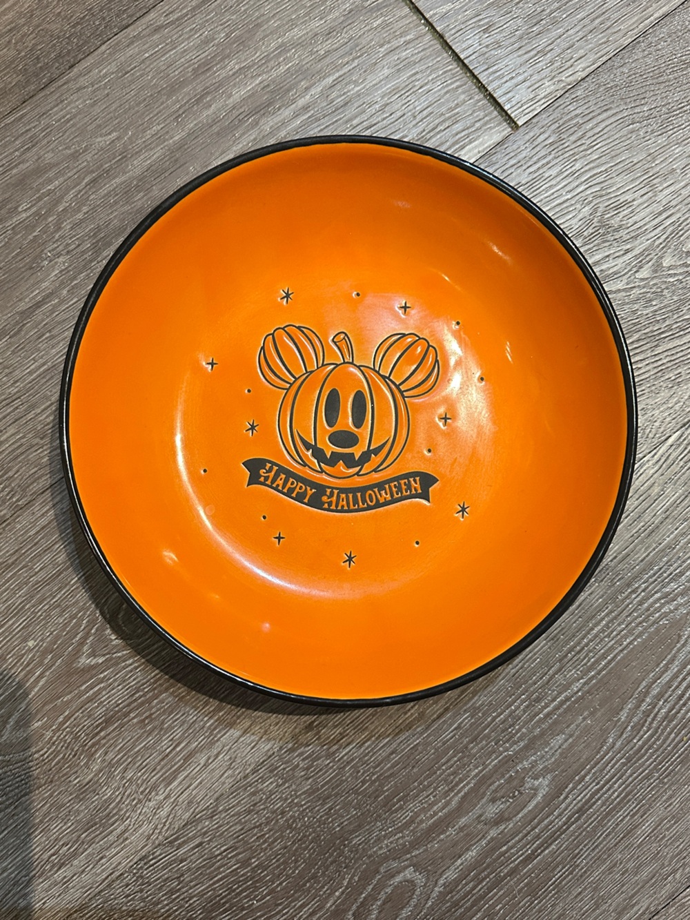 Disney Halloween Pumpkin Mickey Orange and Black Serving or Decorative Bowl New